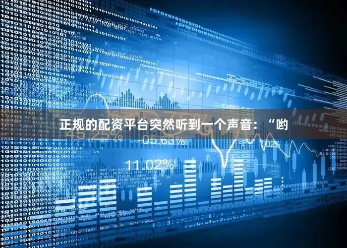 正规的配资平台突然听到一个声音：“哟